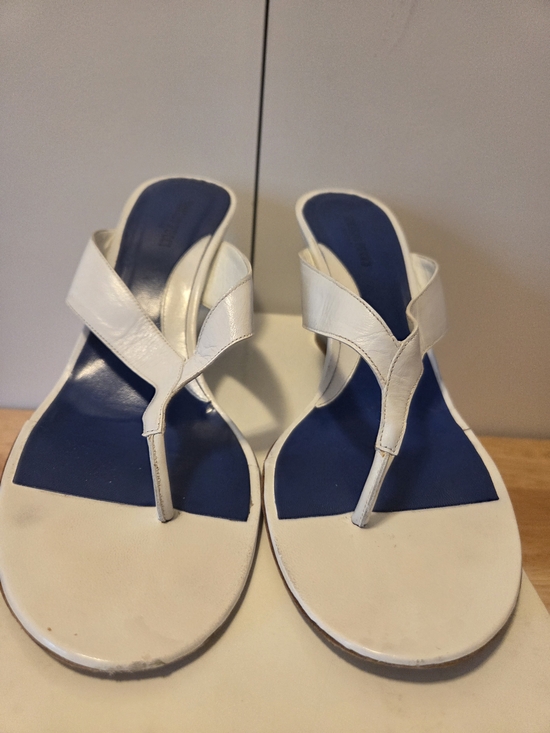 Emilio Pucci Shoes - Emilio Pucci White and Blue Leather Thong Sandals Size 10